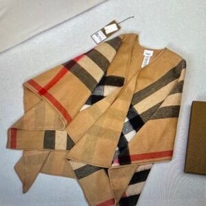 Burberry Beige and Red Checkered Cape